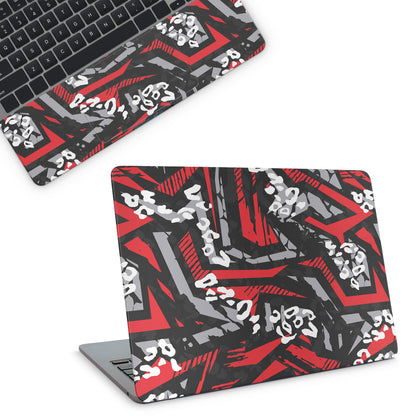 laptop skin with red abstract pattern design