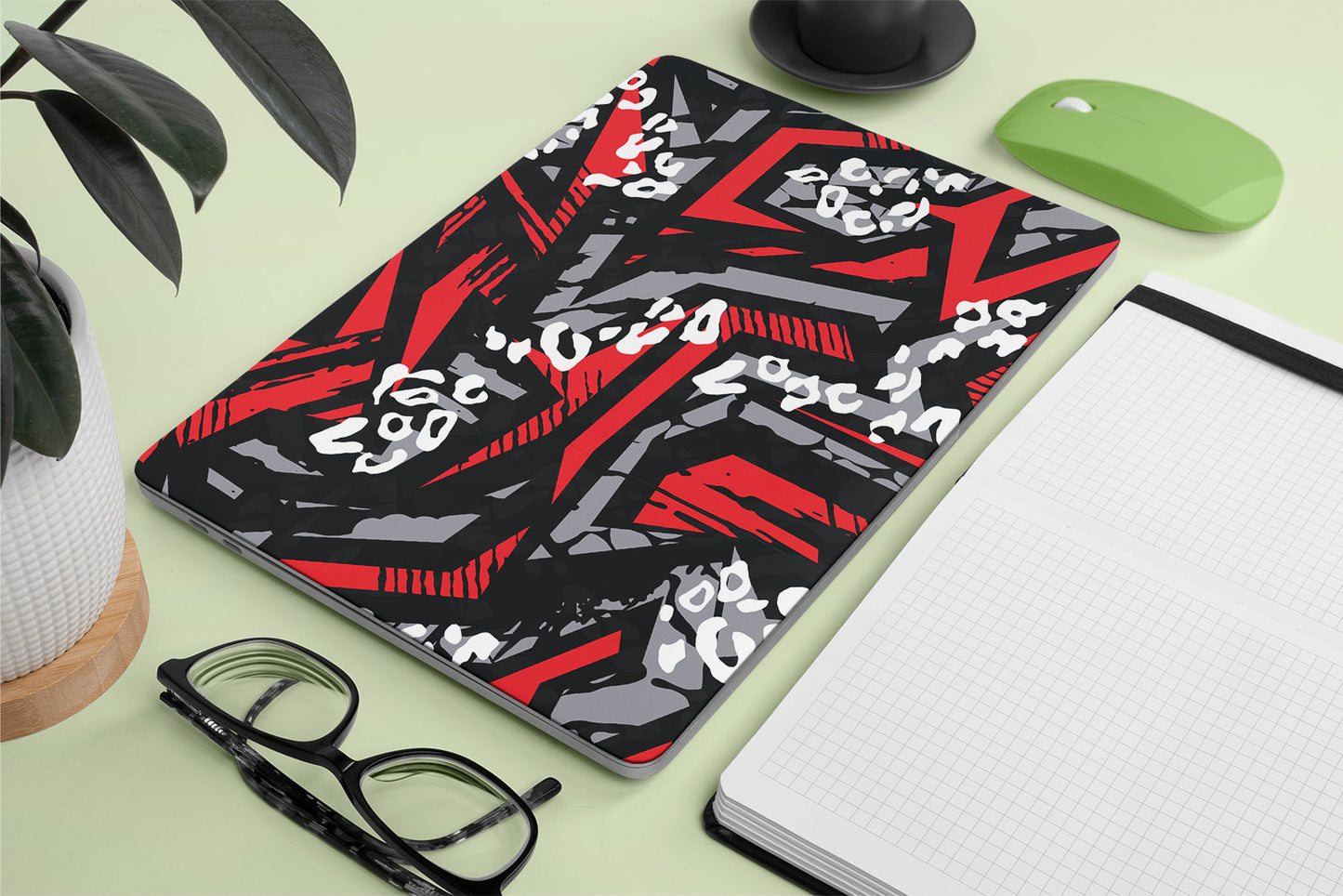 red abstract pattern design laptop skin