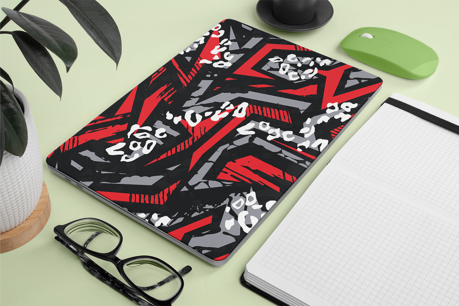 red abstract pattern design laptop skin