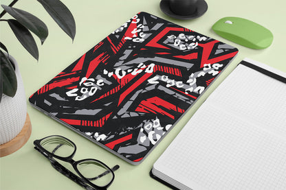 red abstract pattern design laptop skin