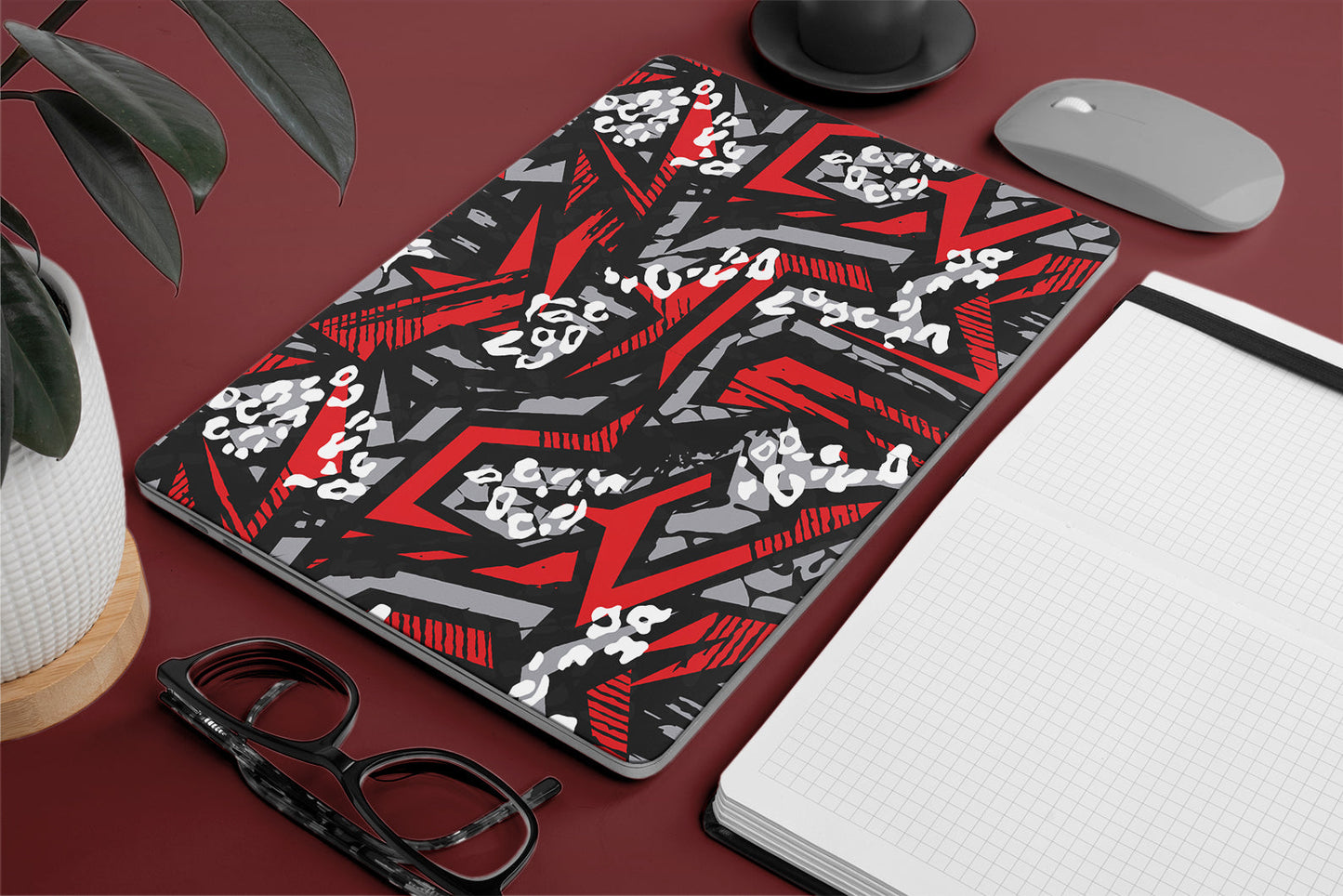 Macbook Skin - artistic red abstract pattern skin