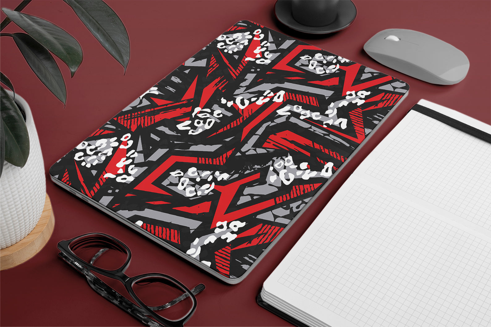 Macbook Skin - artistic red abstract pattern skin