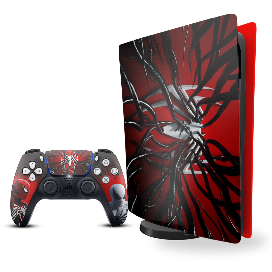 ps5 skin with marvel spiderman x venom design