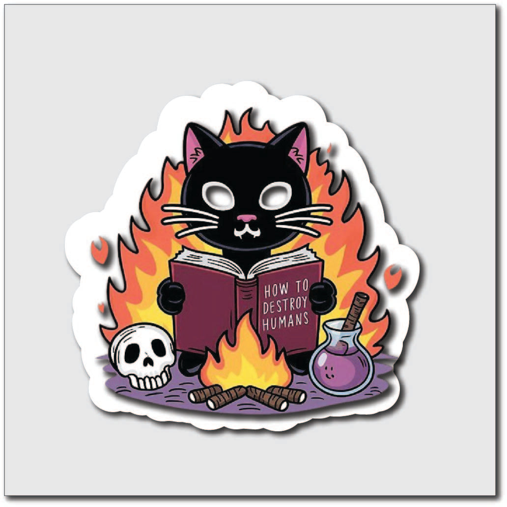 Cat Reading Sticker