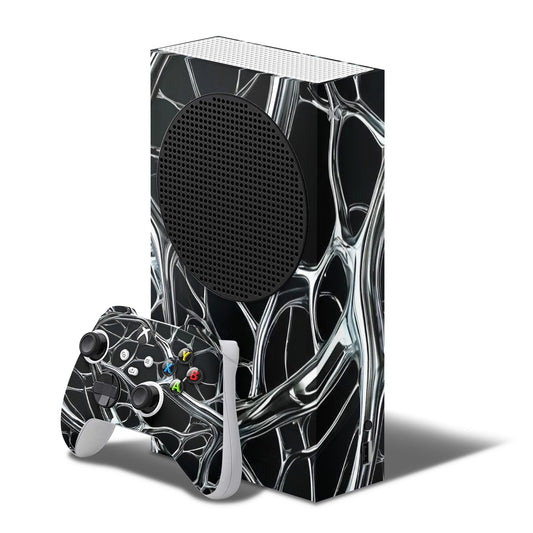 xbox series s skin - white metallic pattern with black background