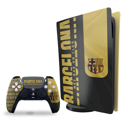ps5 skin with fc barcelona design on console & controller