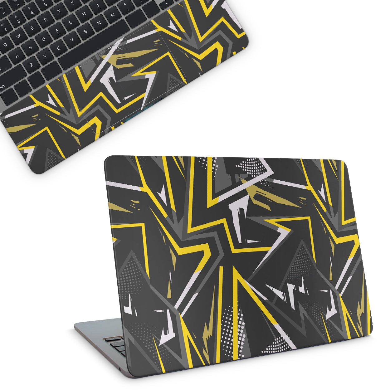 laptop skin with yellow abstract pattern design