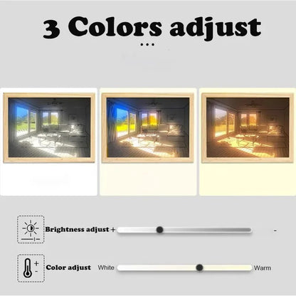 Anime characters light painting wooden frame LED - Gadget