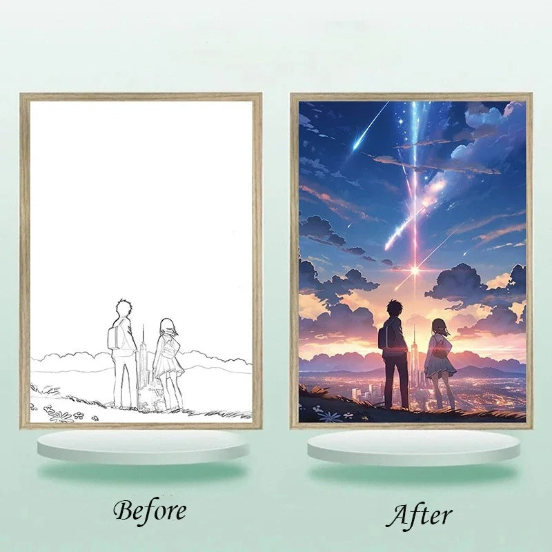 Anime characters light painting wooden frame LED - Style 2 - Gadget