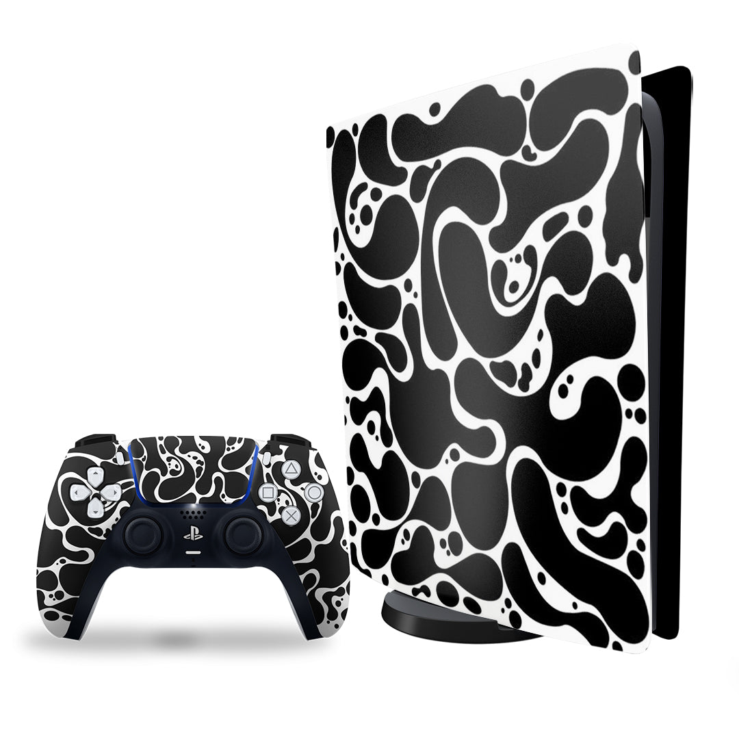 ps5 skin black cow pattern design