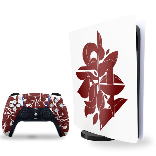 ps5 skin - red abstract design on a white background