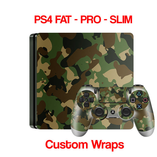 ps4 skin with camouflage design on console & controller