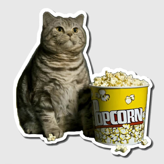 Cat with popcorn sticker