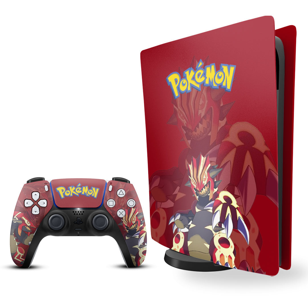 Ps5 skin - Pokemon Groudon design on Console and controller 