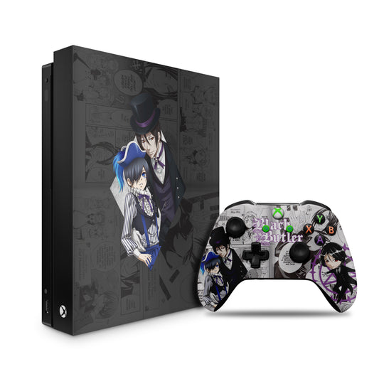 Xbox-one-Black-butler-Console-and-Controller-skin-Combo 