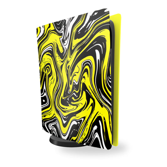 PS5 Yellow and black marbled vector  console skin