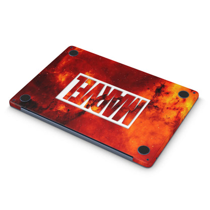 Macbook Skin - Marvel logo on a fiery background (bottom)