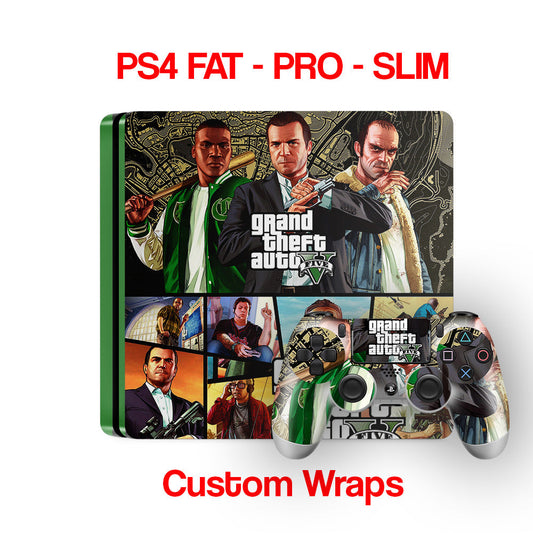 ps4 skins with gta 5 design on console & controller