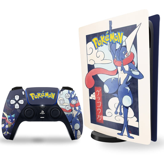 Ps5 Pokemon Greninja Console and Controller skin Combo 