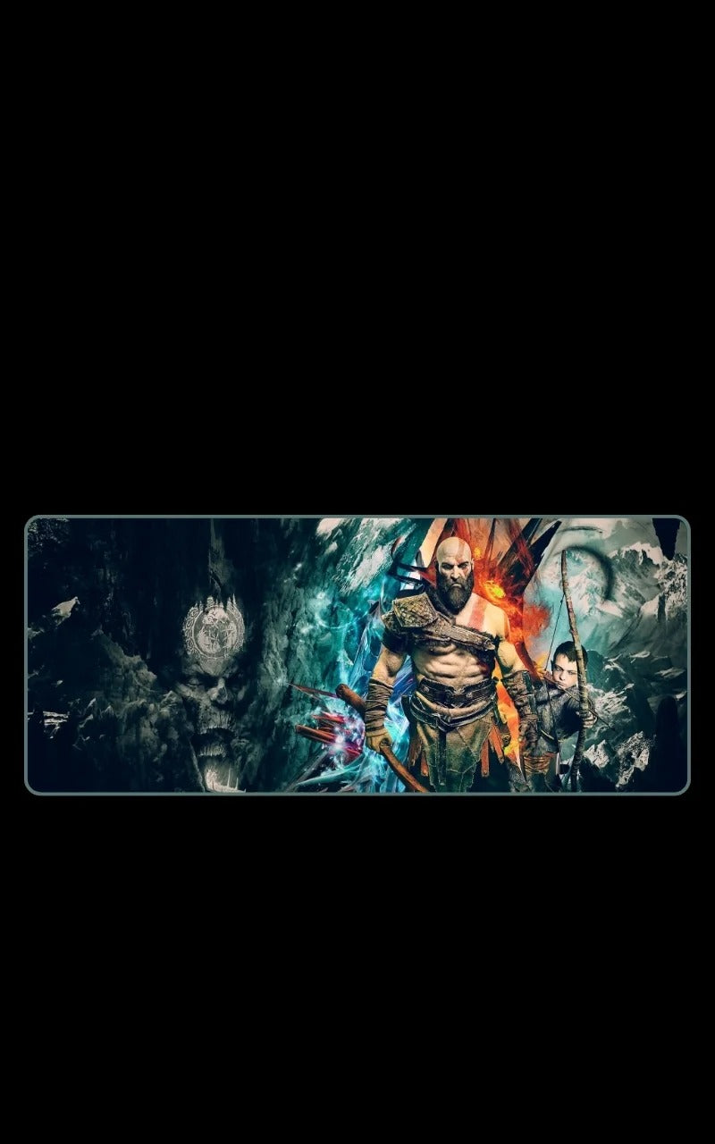 Gaming mouse pad with fantasy-themed design featuring characters and icy landscape.