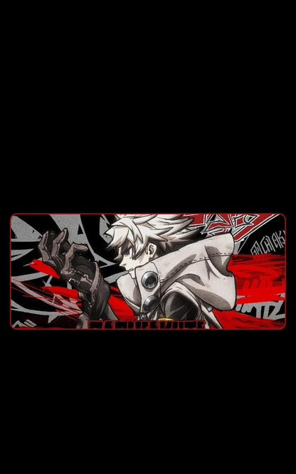 Gaming mouse pad with anime character design on a black background