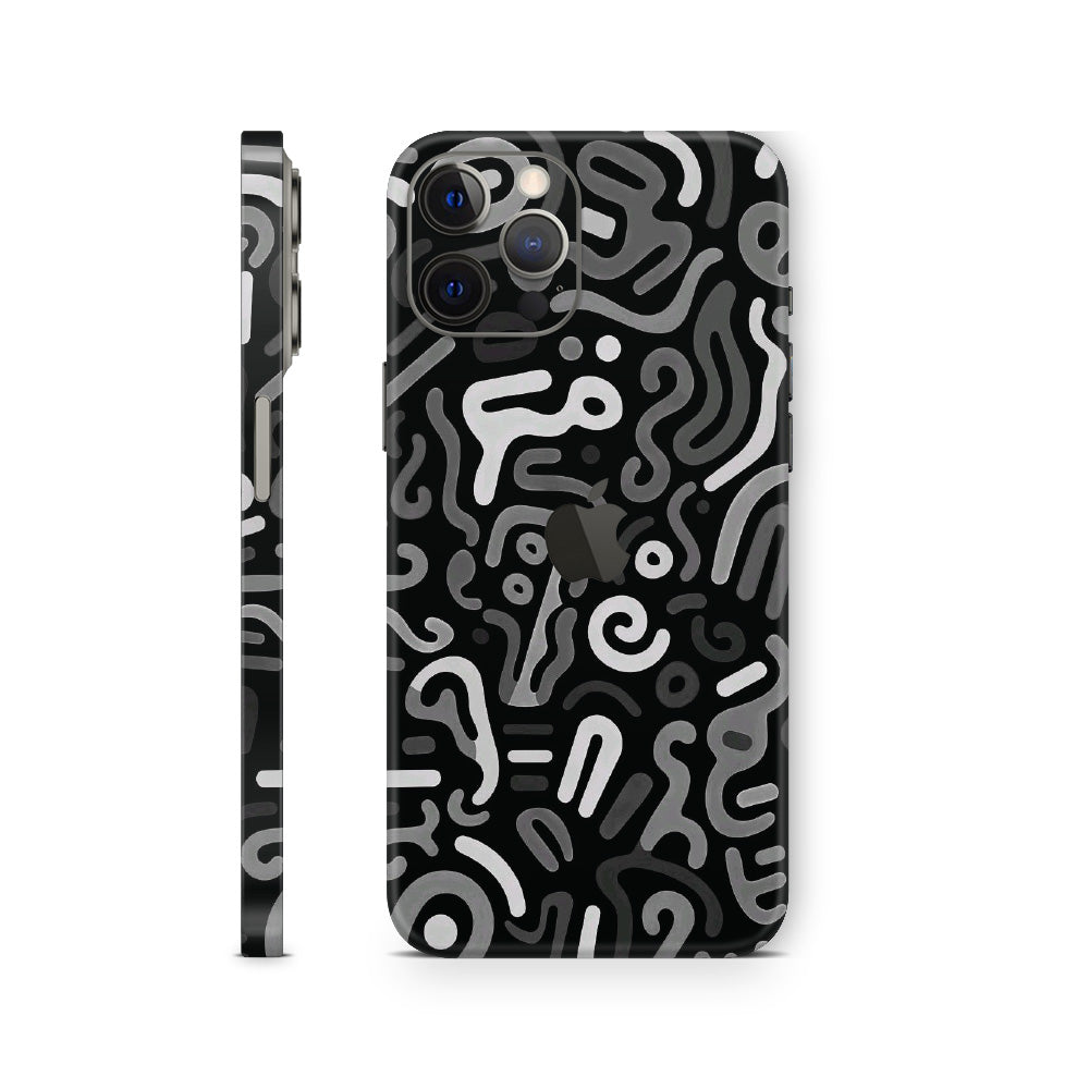 iphone skins with abstract black doodles design