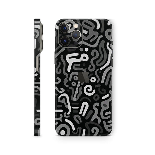 iphone skins with abstract black doodles design