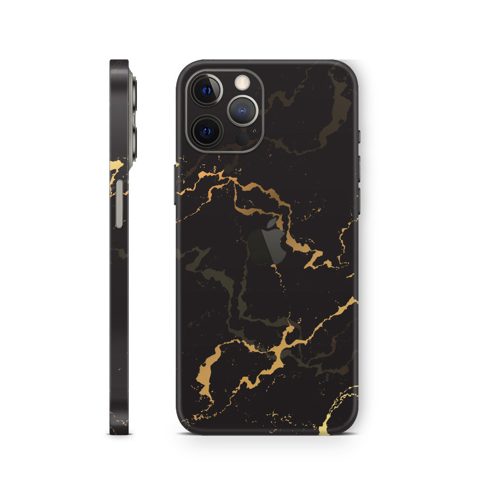 iphone skin with golden black marble texture