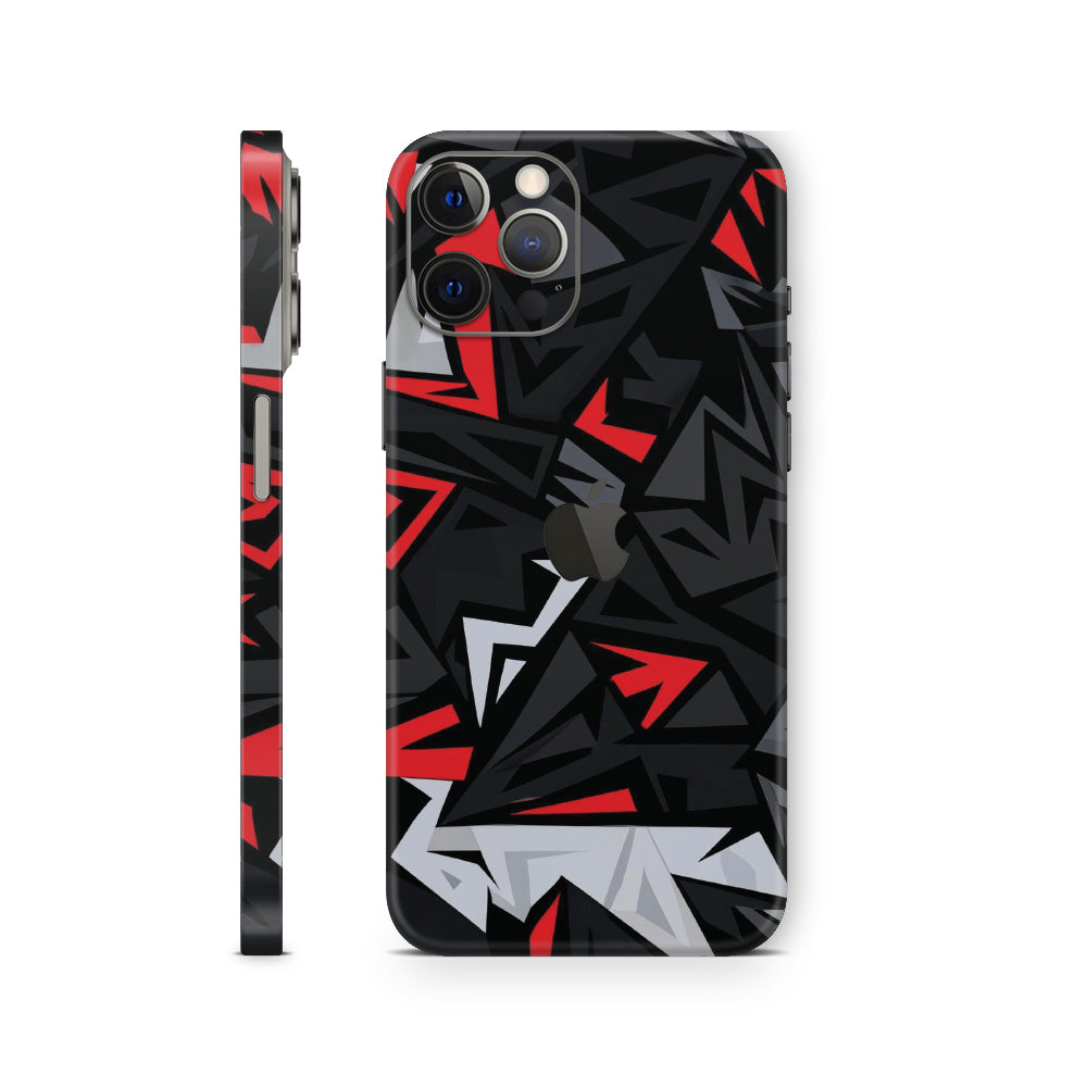 iphone skin with red and black geometric abstract design