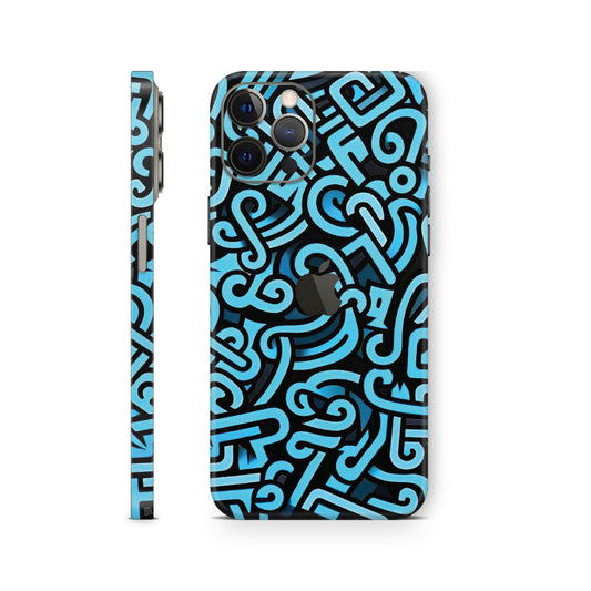 iphone skin with abstract blue doodles design