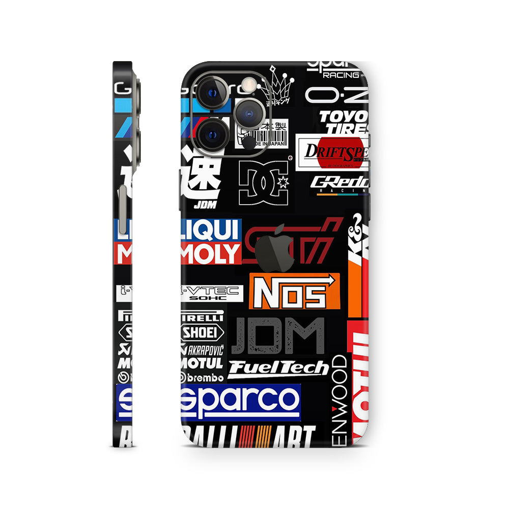 iphone skin with race sticker logo design