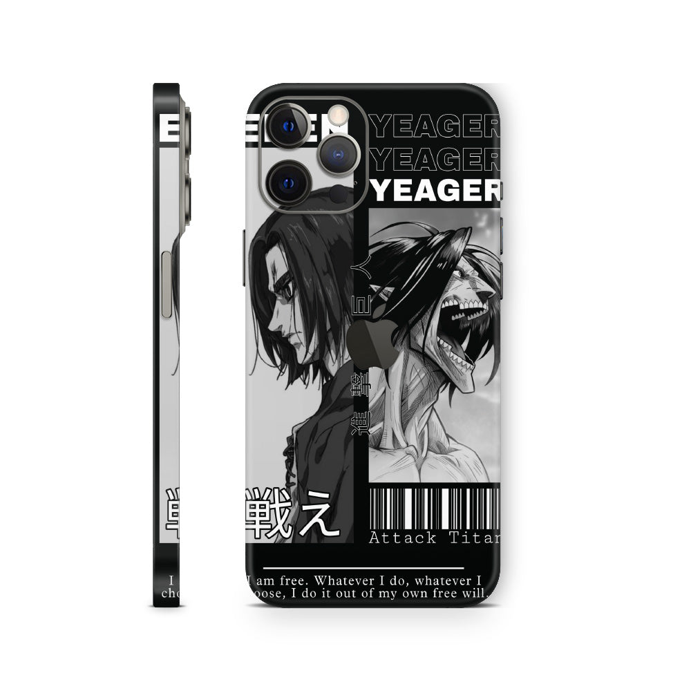 iphone skin with attack on titan anime eren yeager