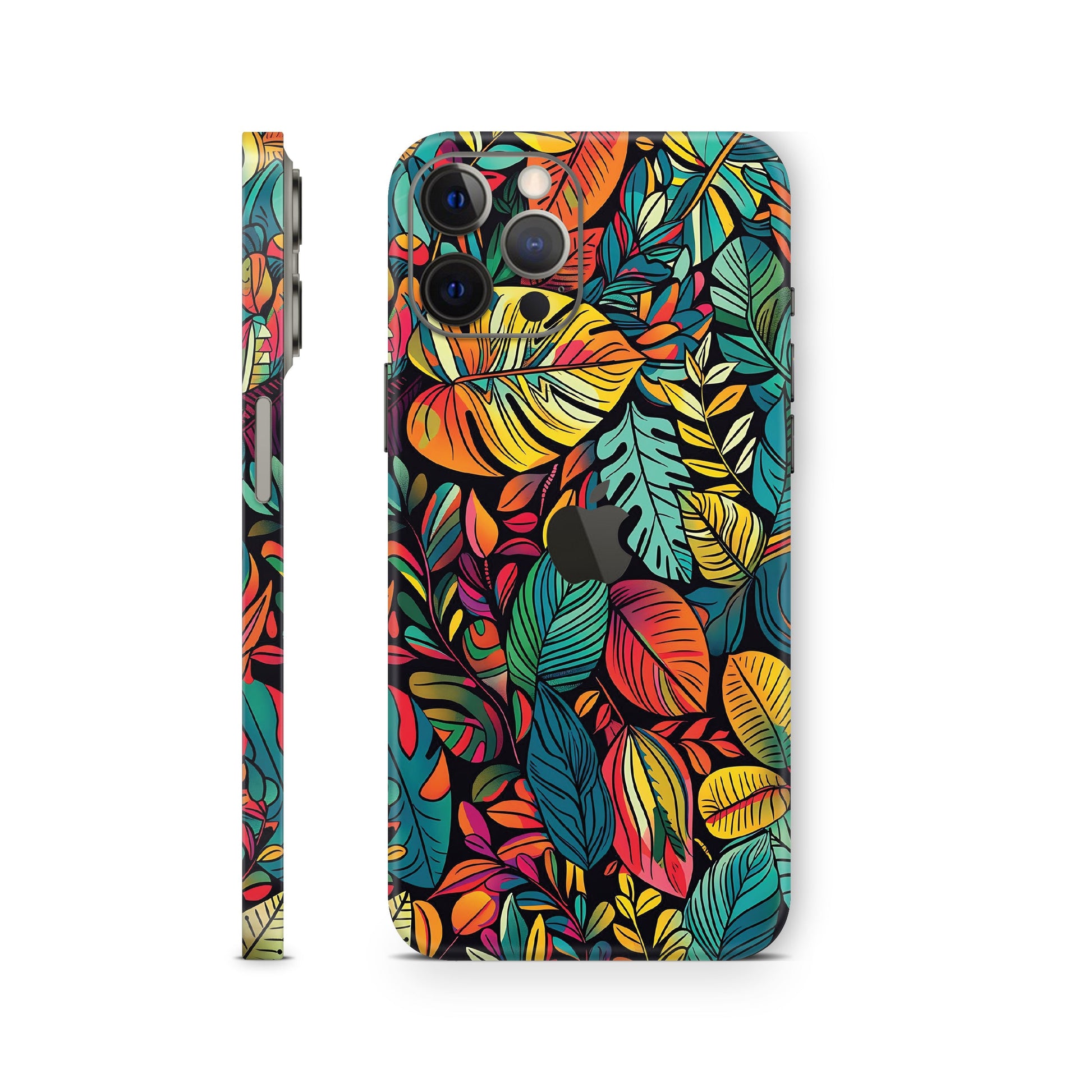 iphone skin with colorful leaves design