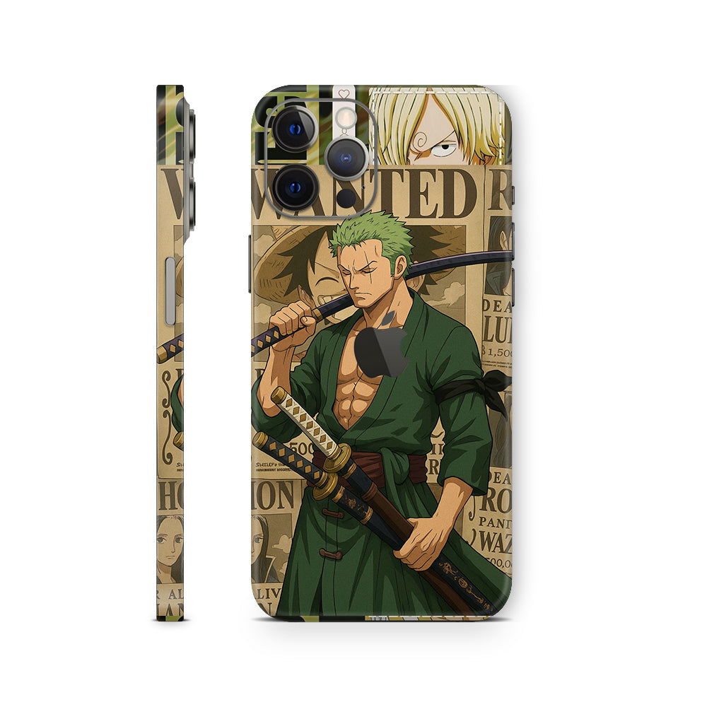 iphone skin with one piece zoro design