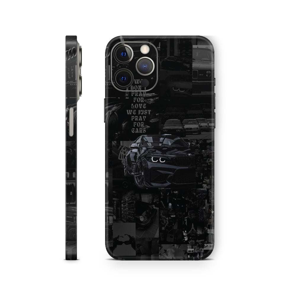 iphone skin with black bmw graffiti design