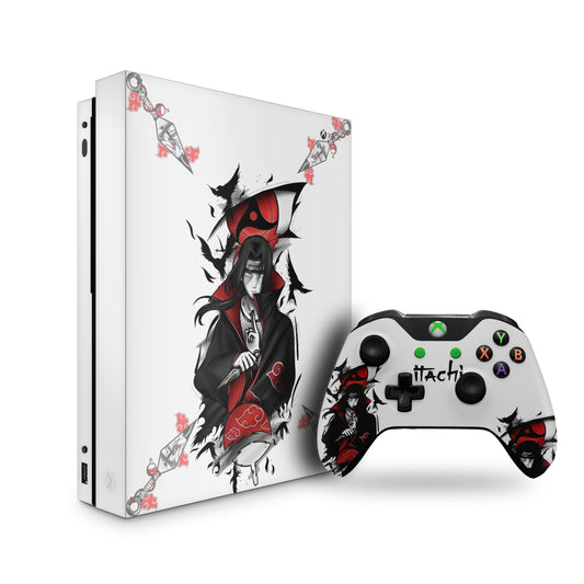 Xbox one skin - naruto itachi design with a white background