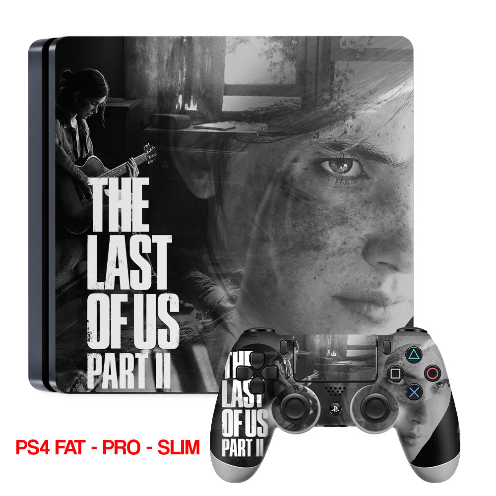ps4 skin with the last of us part 2 design on console & controller