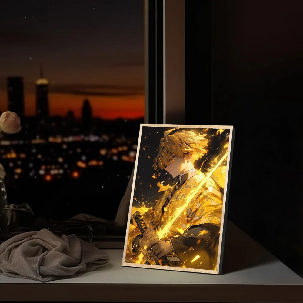 LED anime Demon killer light painting rechargeable photo wooden photo frame - Gadget