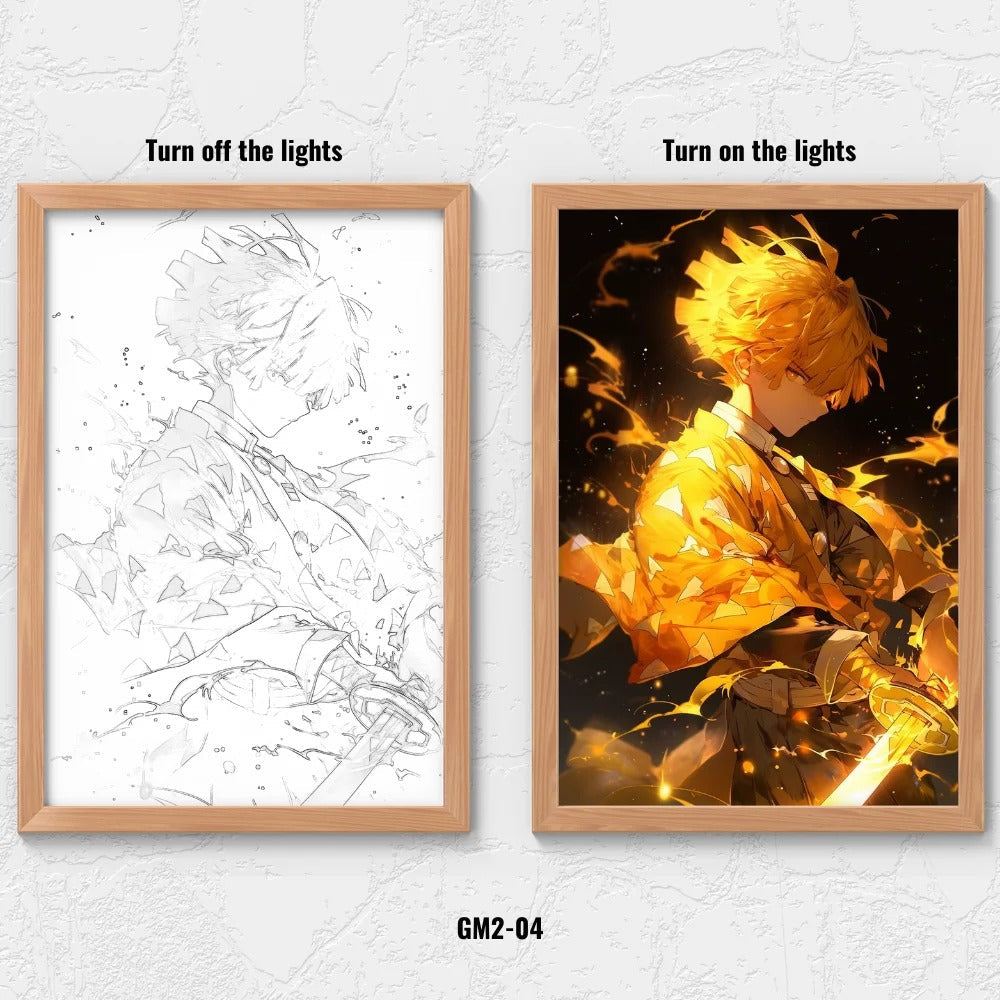 LED anime Demon killer light painting rechargeable photo wooden photo frame - Color 4 - Gadget