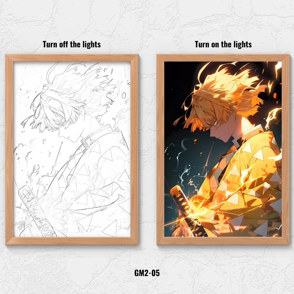 LED anime Demon killer light painting rechargeable photo wooden photo frame - Color 5 - Gadget