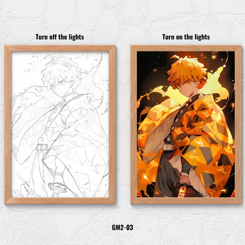 LED anime Demon killer light painting rechargeable photo wooden photo frame - Color 6 - Gadget