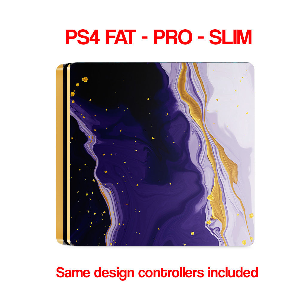 ps4 skin with golden purple design