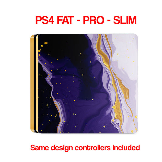 ps4 skin with golden purple design