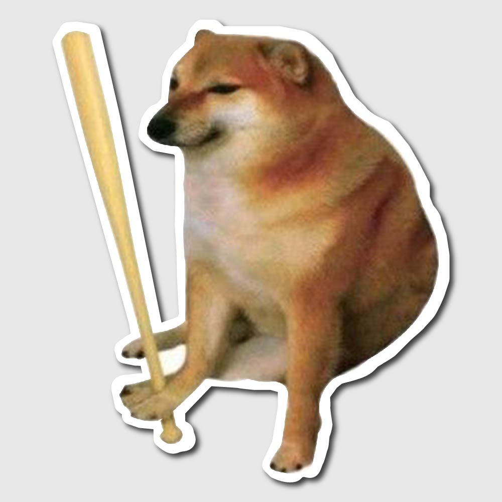 Dog with a baseball bat on a gray background