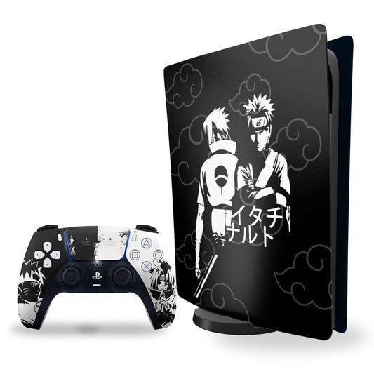 ps5 skins - naruto and sasuke design on console and controller