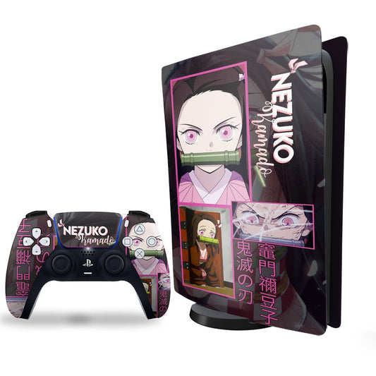 ps5 skin with demon slayer nezuko kamado design