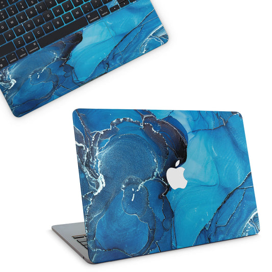 Sea Blue Marble Texture Macbook Skin
