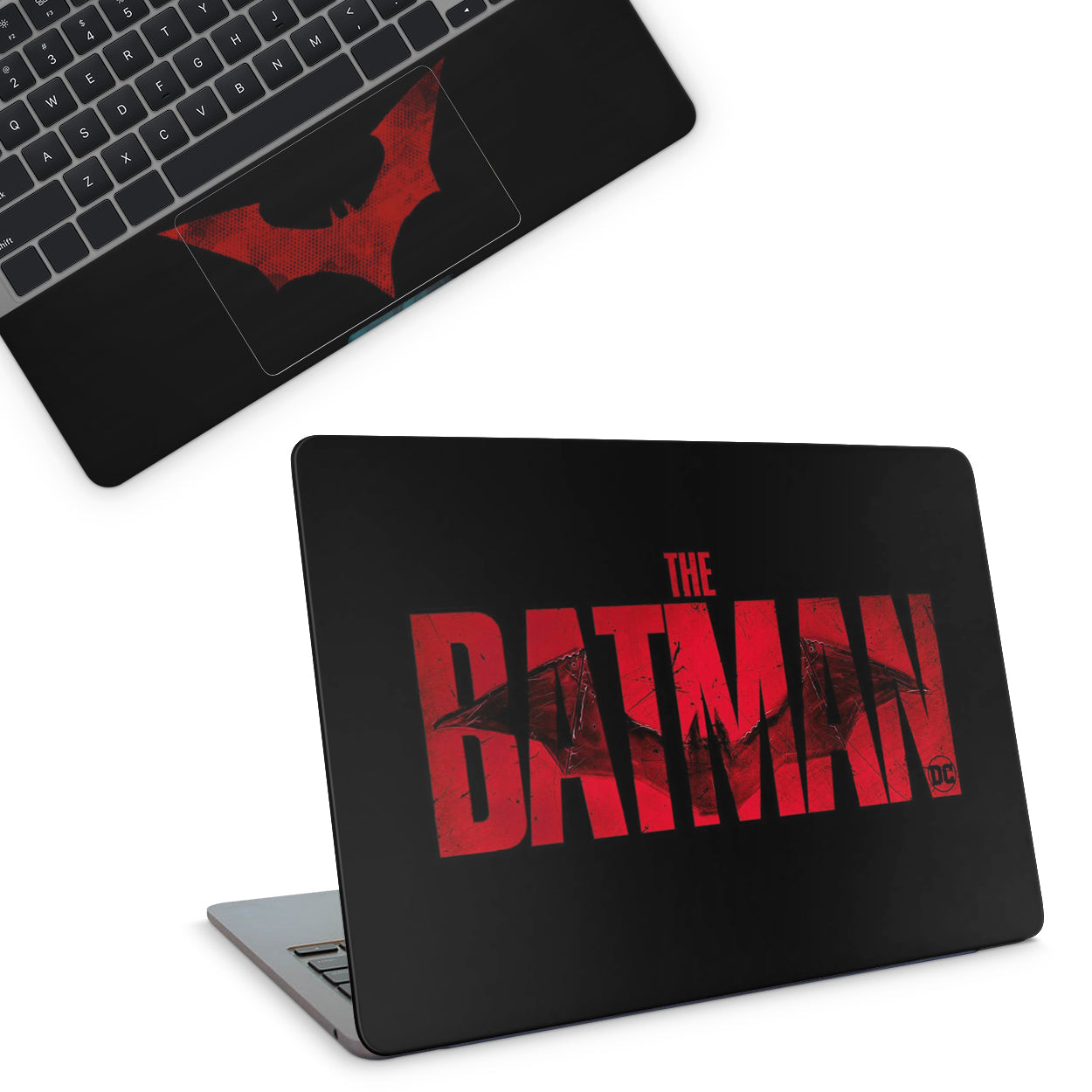 laptop skins - The Batman Text With Black Background top
