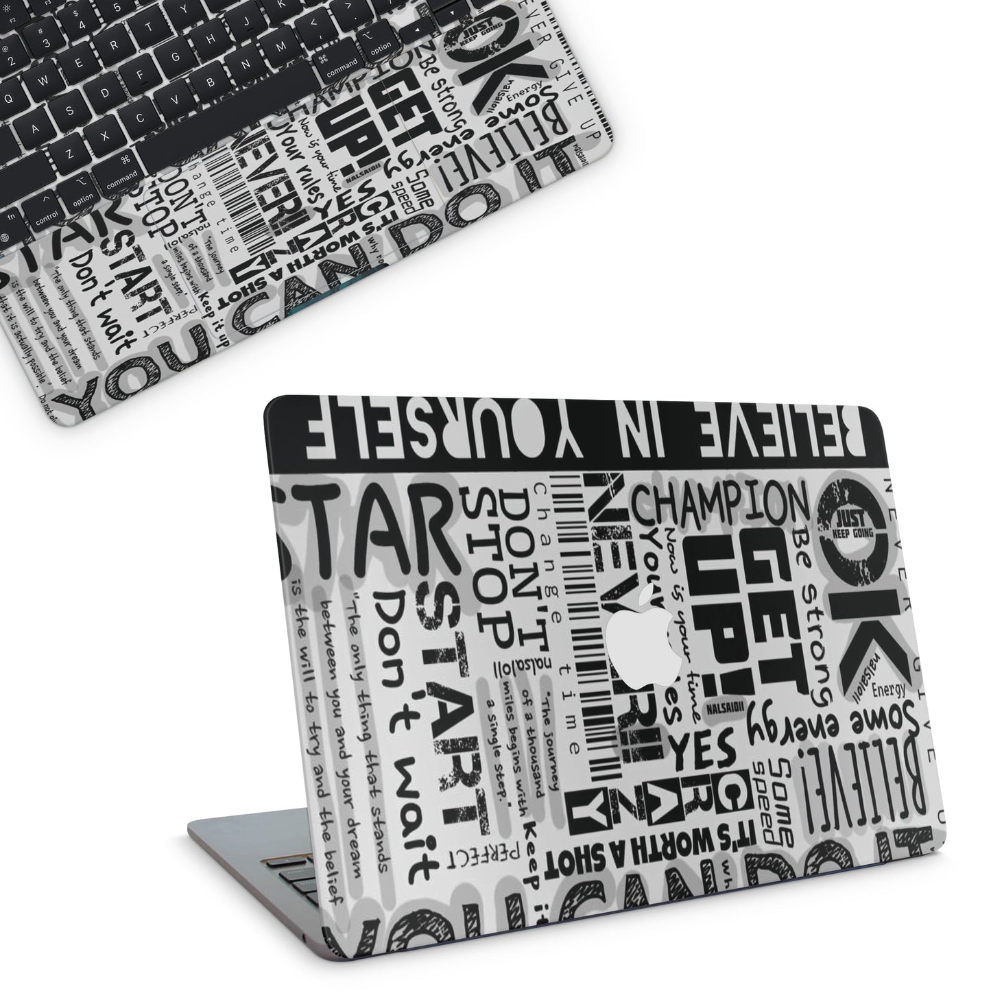 White Motivational Quotes Macbook Skins