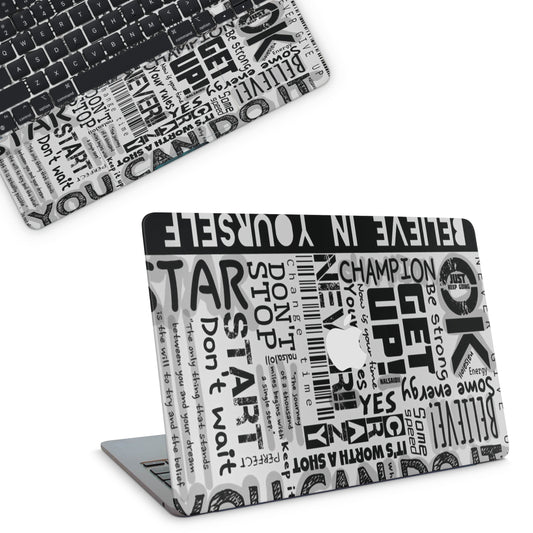 White Motivational Quotes Macbook Skins